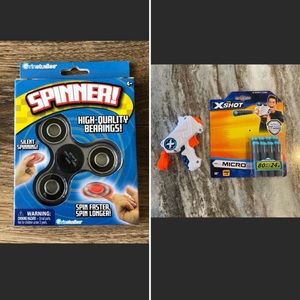 Fidget Spinner and Kids Small Nerf Shooter (2 toys, 1 price)